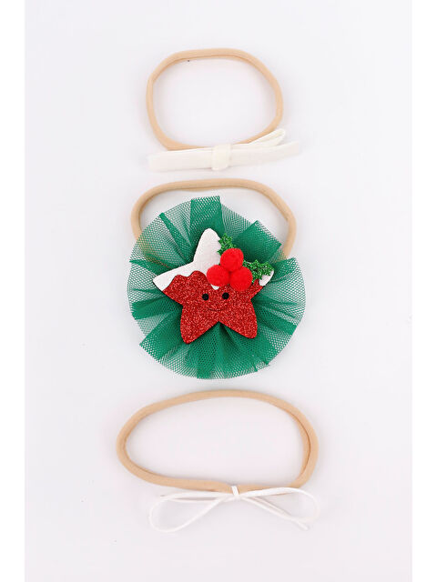 Le Mabelle Kırmızı Simli Yıldız 3'lü Kız Çocuk Saç Bandı Set - S000237073-20045