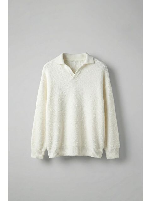 Abluka Online Erkek Oversize Dokulu Kazak Beyaz - S000118414-20063