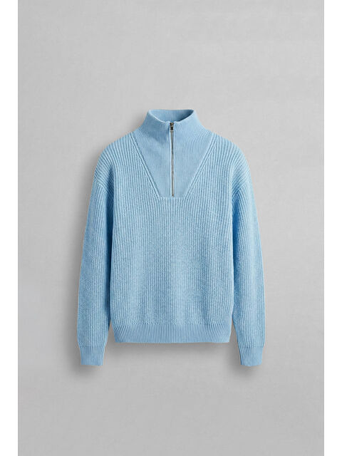 Abluka Online Erkek Yarım Fermuarlı Örme Kazak Bebek Mavi - S000118412-3642