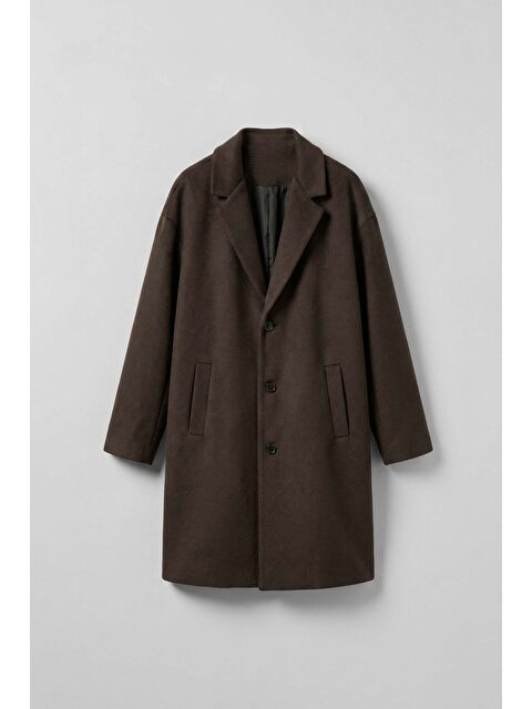 Abluka Online Erkek Oversize Uzun İtalyan Kaşe Kaban Koyu Kahve - S000333075-29704