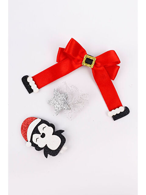 Le Mabelle Kırmızı Penguen Figürlü 3'lü Klips Toka Set - S000237036-20045