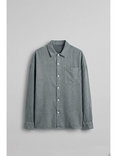 Abluka Online Erkek Oversize Yıkamalı Gömlek Gri