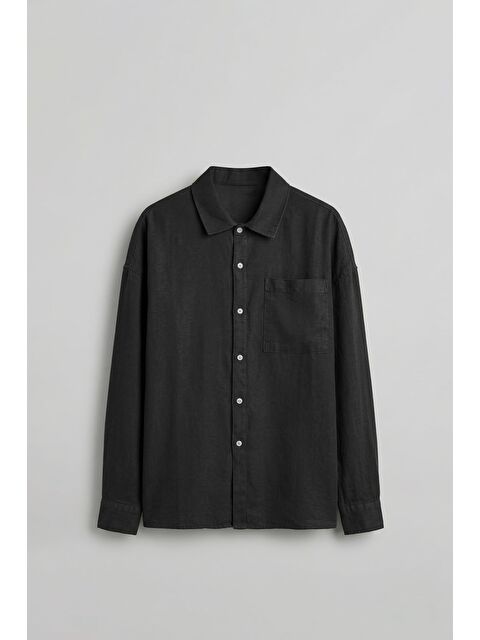 Abluka Online Erkek Oversize Yıkamalı Gömlek Siyah