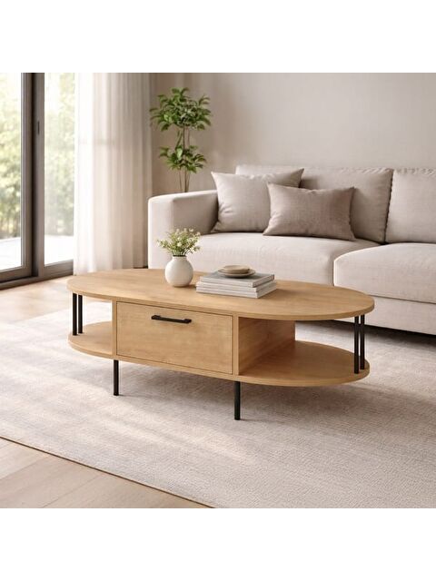 Just Home Federico Çekmeceli Orta Sehpa - Safir Meşe - 100 cm - S000377961-19413