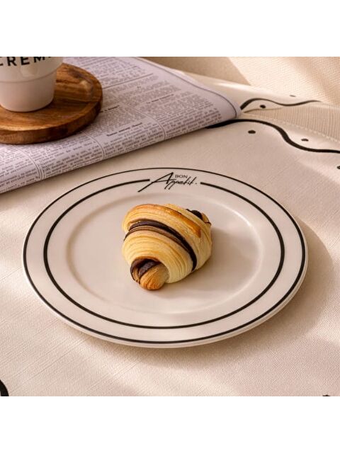 Evidea Kitchen Elegant Curves Porselen Servis Tabağı - Siyah / Beyaz - 25 cm - S000398897-37424