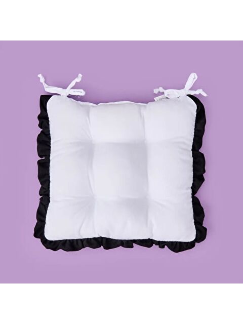 Evidea Soft Nora Sandalye Minderi - Beyaz / Siyah - 40x40 cm - S000480037-37246