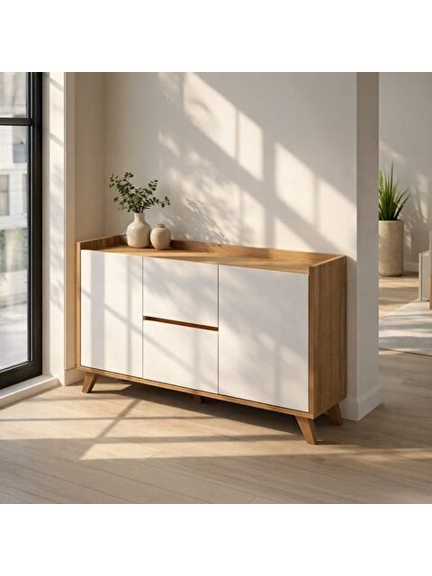 Just Home Vera Konsol - Beyaz / Sepet - 140 cm - S000384243-37319