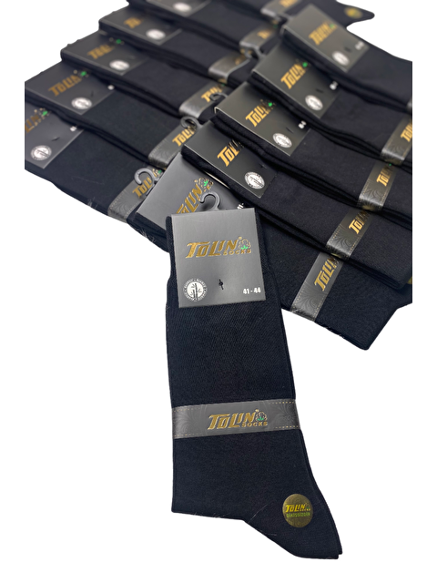 Tolin Bambu Erkek Siyah Dikişsiz Kışlık 12'li Soket Çorap Seti 14600 - S000080131-19351