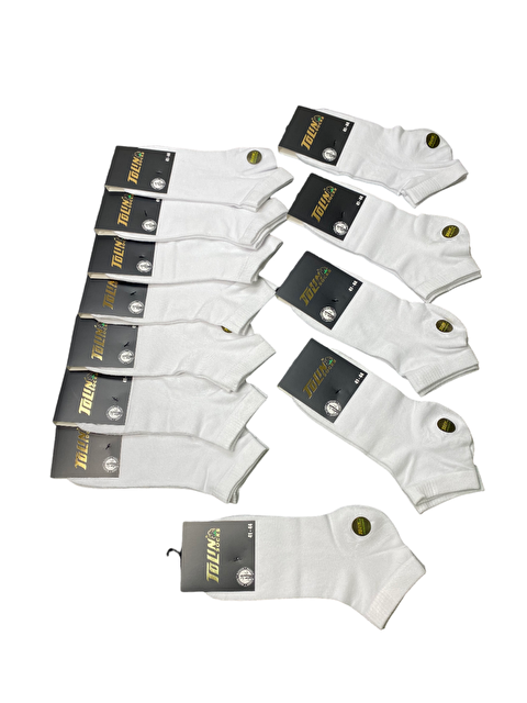 Tolin Bambu Erkek Beyaz Dikişsiz Patik Çorap Seti 12'li 10500 - S000079749-20063