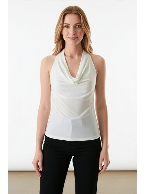 Fullamoda Boyundan Geçmeli Degaje Yaka Bluz - S000337773-19965