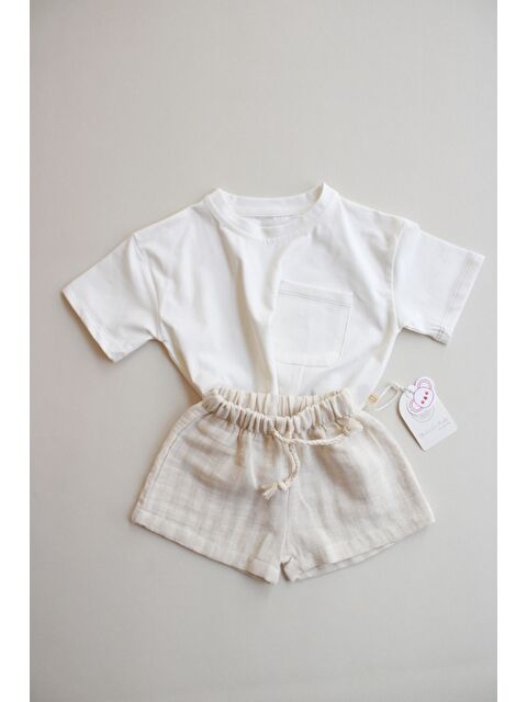 Oh La La Koala For Little Ones Bej Kontrast Dikişli Asimetrik Şortlu Takım - S000425785-19928