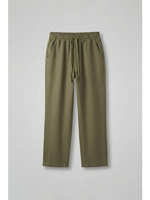 Abluka Online Erkek Baggy Fit Keten Pantolon Haki Yeşil - S000036823-18547