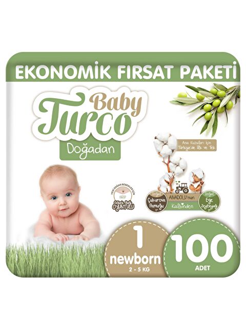 Baby Turco Doğadan Ekonomik Fırsat Paketi Bebek Bezi 1 Numara Newborn 100 Adet - S000158259-10231