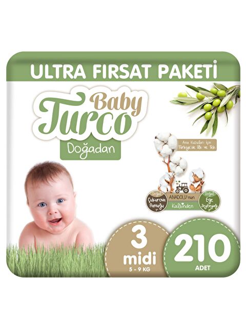 Baby Turco Doğadan Ultra Fırsat Paketi Bebek Bezi 3 Numara Midi 210 Adet - S000158228-10231