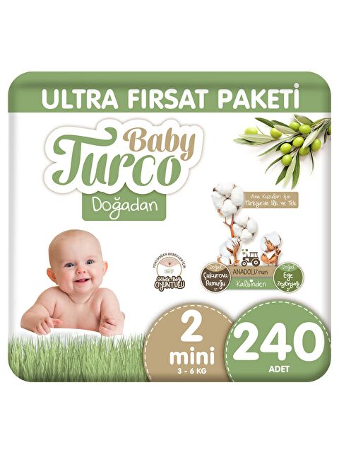 Baby Turco Doğadan Ultra Fırsat Paketi Bebek Bezi 2 Numara Mini 240 Adet - S000158244-10231