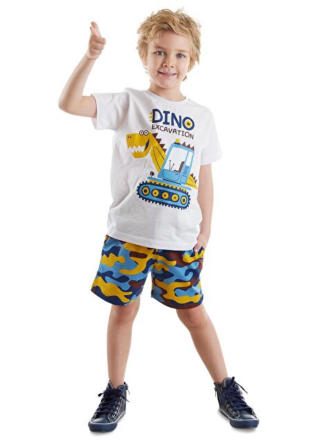 Denokids Dino Kazı Erkek Çocuk Kamuflaj Şort Takım - S000132249-20063