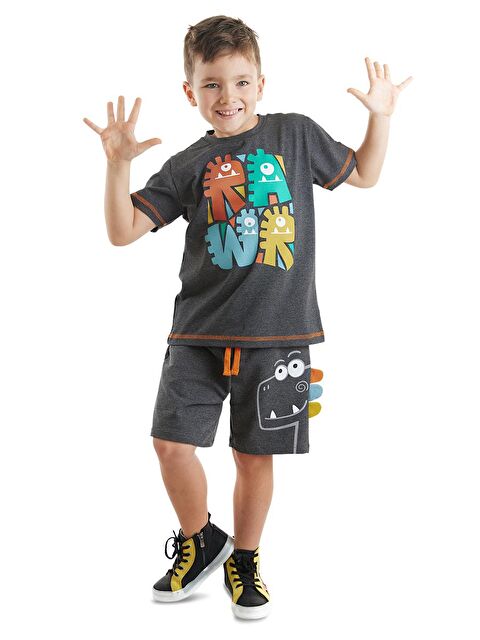 Denokids Rawr Dino Erkek Çocuk Tişört Şort Takım - S000132250-20600