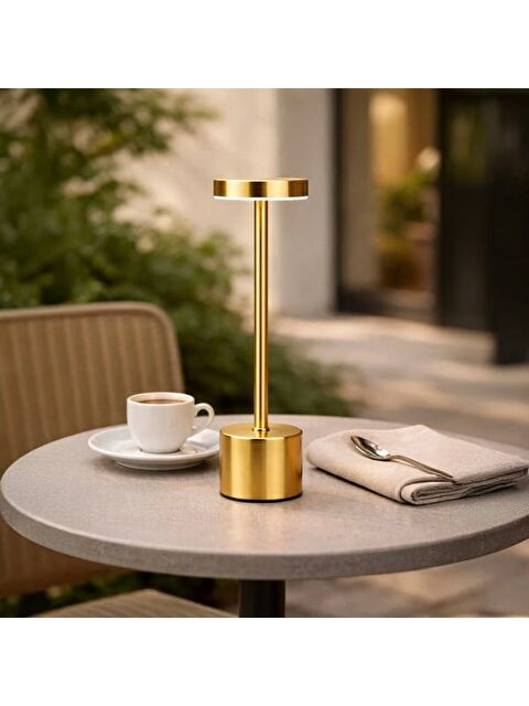 Petrix Dekoratif Şarjlı Dokunmatik Masa Lambası - Gold - 31 cm - S000475923-20076