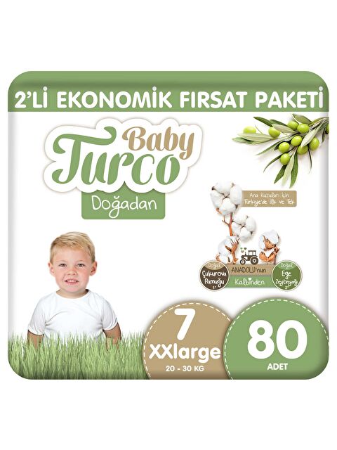 Baby Turco Doğadan 2'li Ekonomik Fırsat Paketi Bebek Bezi 7 Numara Xxlarge 80 Adet - S000158262-10231