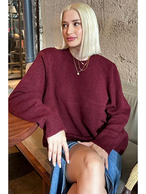 Madmext Bordo Bisiklet Yaka Kadın Triko Kazak Mg2494 - S000437739-19951