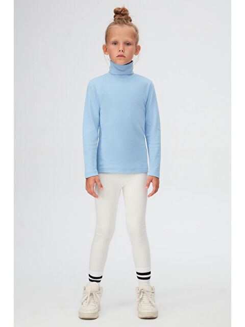 Lovetti Koyu Mavi Basic Kışlık Tam Balıkçı Yaka Uzun Kollu Kız Çocuk Tişört - S000053598-19393