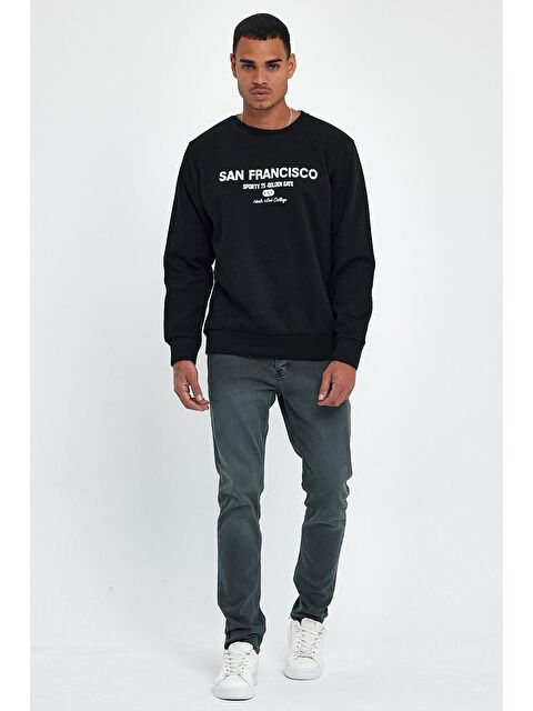 Süperlife Erkek Bisiklet Yaka Regular Fit İçi Polarlı 3 İplik Baskılı Swetashırt Spr24sw27 - S000058011-19351