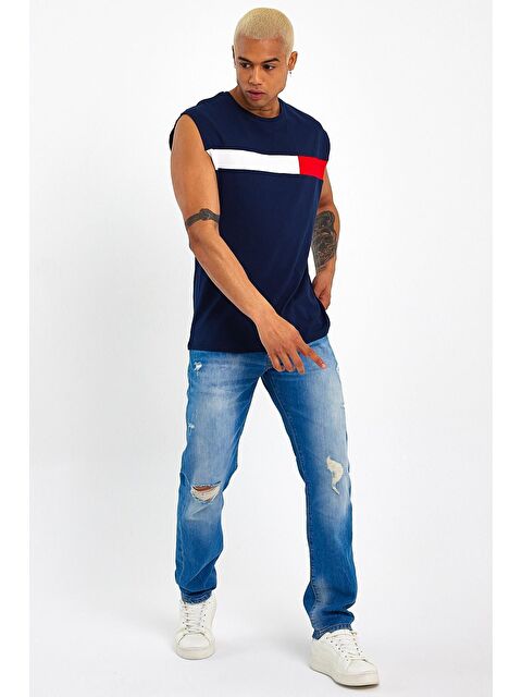 Süperlife Bisiklet Yaka Regular Fit Garnili Erkek Tişört SPR23AT346 - S000026738-21164