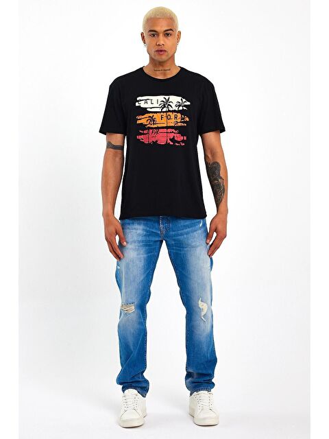 Süperlife Bisiklet Yaka Regular Fit Baskılı Erkek Tişört SPR23ts302 - S000026739-19351