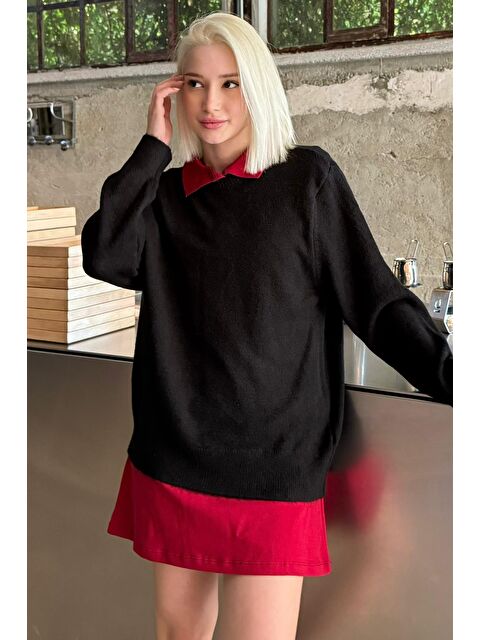 Madmext Siyah Bisiklet Yaka Kadın Triko Kazak Mg2494 - S000437739-19351