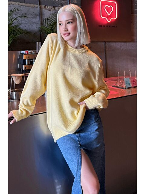 Madmext Sarı Bisiklet Yaka Kadın Triko Kazak Mg2494 - S000437739-20072