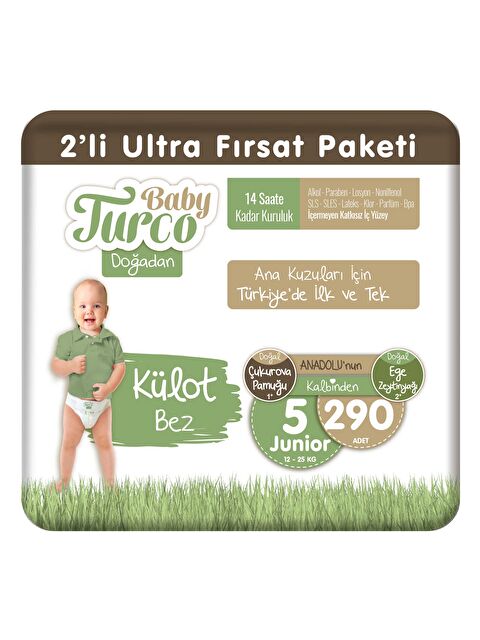 Baby Turco Doğadan 2'li Ultra Fırsat Paketi Külot Bez 5 Numara Junior 290 Adet - S000158249-10231