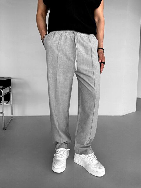 Abluka Online Beli Lastikli Baggy Erkek Pantolon Gri - S000109382-20600