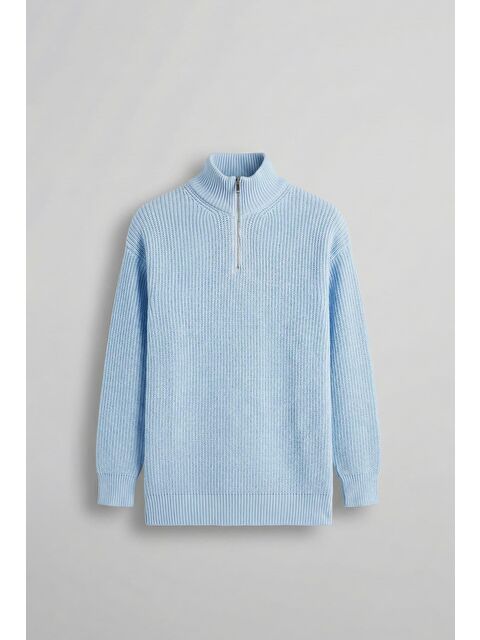 Abluka Online Erkek Oversize Yarım Fermuarlı Kazak Bebek Mavi - S000118424-3642