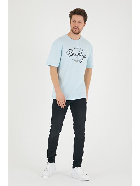 Süperlife Bisiklet Yaka Oversize Fit Erkek Tişört SPR22TS110 - S000014674-17234