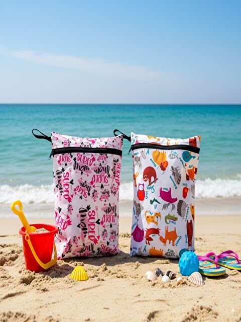 Yorni 2 Adet, 37x30 cm, Mom ve Zoo Desen, Sıvı Geçirmeyen Çok Amaçlı Çanta, Ekonomik Set, Yıkanabilir - S000334323-23173