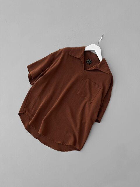 Abluka Online Erkek V Yaka Gömlek Kahve - S000144641-19413