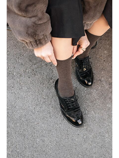 FORWENA Kahverengi Bambu Lastiksiz Dikişsiz Kadın Soket Çorap 36-41 - S000342245-19413