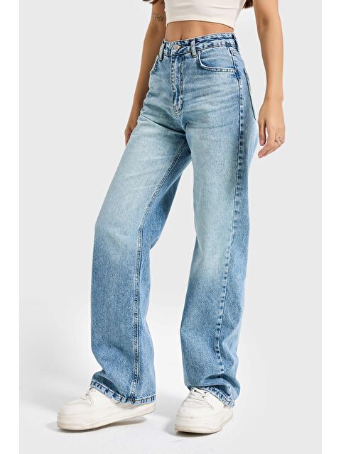 It's Basic Kadın T.Kot Rengi Doris 4s5-80 Straight Fit Yüksek Bel %100 Pamuk İç Boy 80cm Denim Jean - S000353562-17234