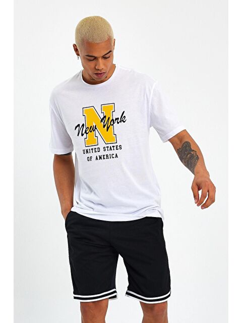 Süperlife Bisiklet Yaka Regular Fit N Baskılı Erkek Tişört SPR22TS113 - S000026725-20063