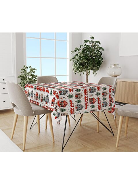 Evmila Yılbaşı Desenli Kadife Doku Masa Örtüsü - S000111185-23173