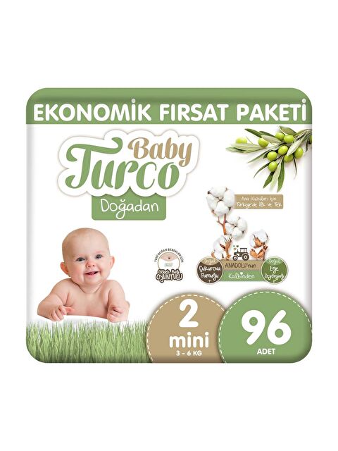 Baby Turco Doğadan Ekonomik Fırsat Paketi Bebek Bezi 2 Numara Mini 96 Adet - S000158258-10231
