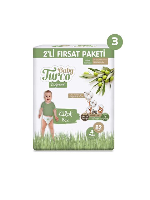 Baby Turco Doğadan 2'li Süper Fırsat Paketi Külot Bez 4 Numara Maxi 246 Adet - S000158250-10231