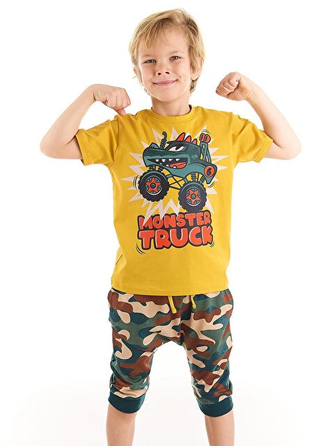 Denokids Monster Truck Erkek Çocuk Tişört Kapri Takım - S000009139-23173