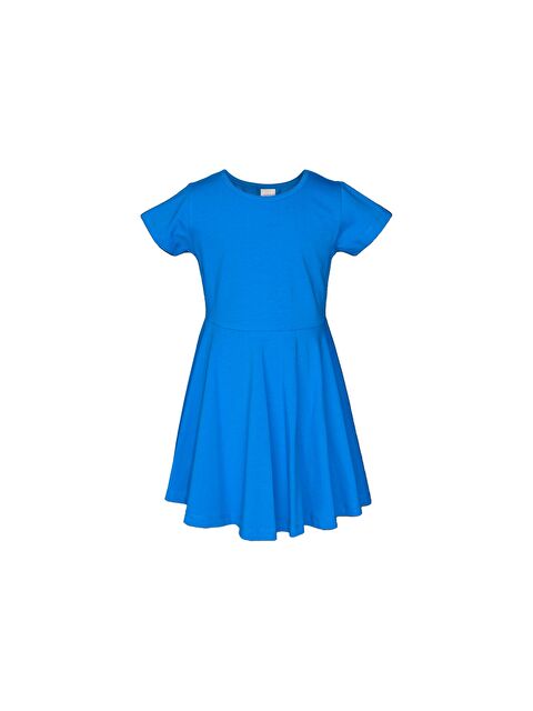Lovetti Saks Kız Çocuk Düz Basic Kısa Kol Elbise - S000053633-23710