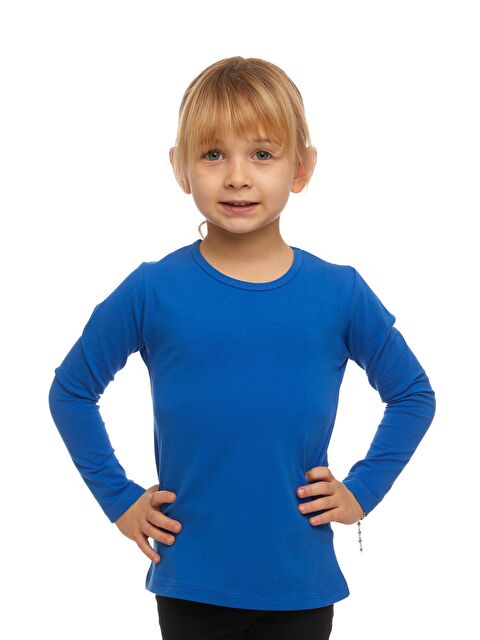 Lovetti Saks Kız Çocuk Düz Basic Elastanlı Uzun Kollu Tişört - S000052869-23710