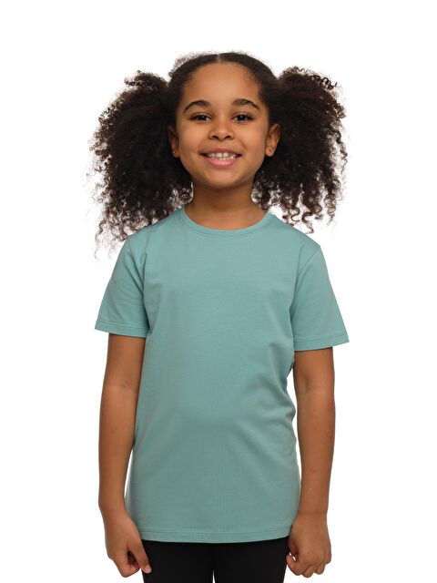 Lovetti Çağla Yeşil Unısex Sıfır Yaka Kısa Kollu Tişört - S000053887-26048