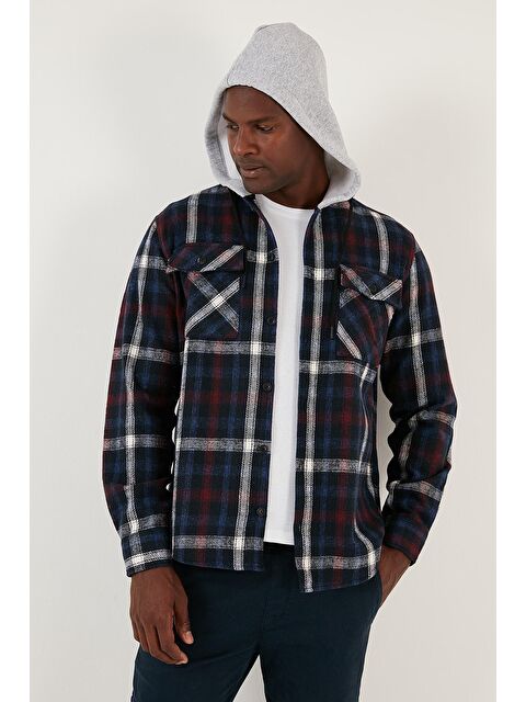 Buratti Ekoseli Çift Cepli Kapüşonlu Oduncu Erkek Gömlek CF22W2650 - S000000716-37344