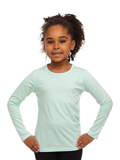 Lovetti Mint Kız Çocuk Düz Basic Elastanlı Uzun Kollu Tişört - S000052869-34206