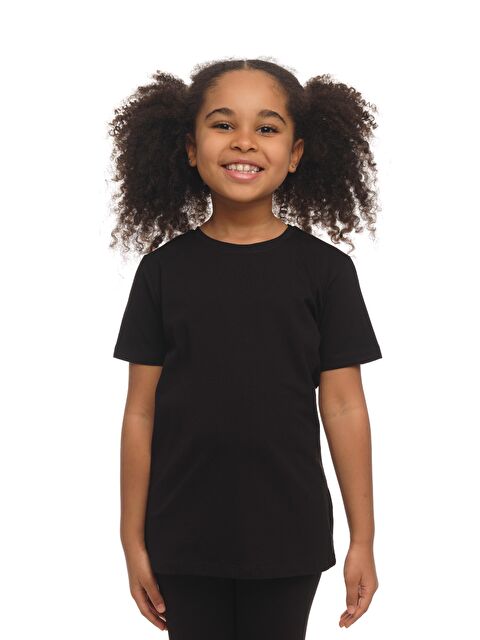 Lovetti Siyah Unısex Sıfır Yaka Kısa Kollu Tişört - S000053887-19351