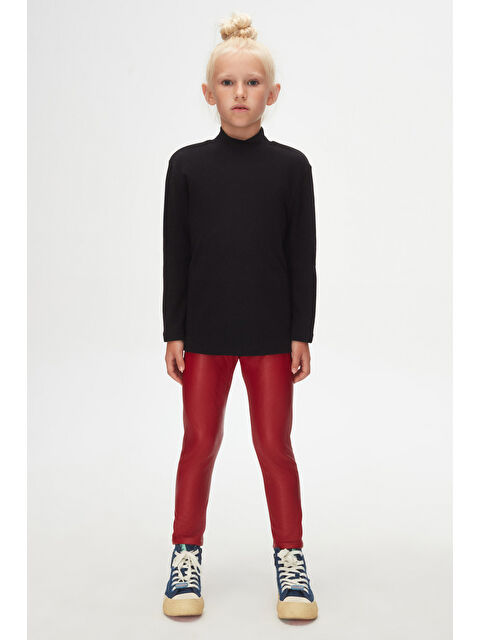 Lovetti Siyah Kız Çocuk Yarım Balıkçı Uzun Kol Tişört - S000053858-19351